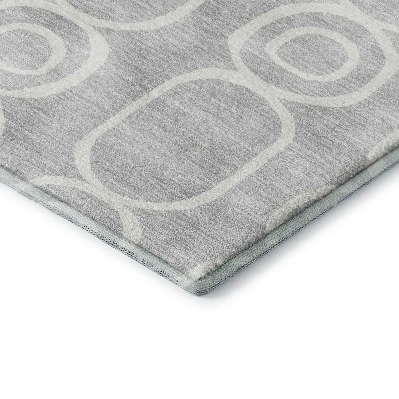 Luxury Washable Indoor/Outdoor The Reserve Silver 1\'8\" x 2\'6\" Rug