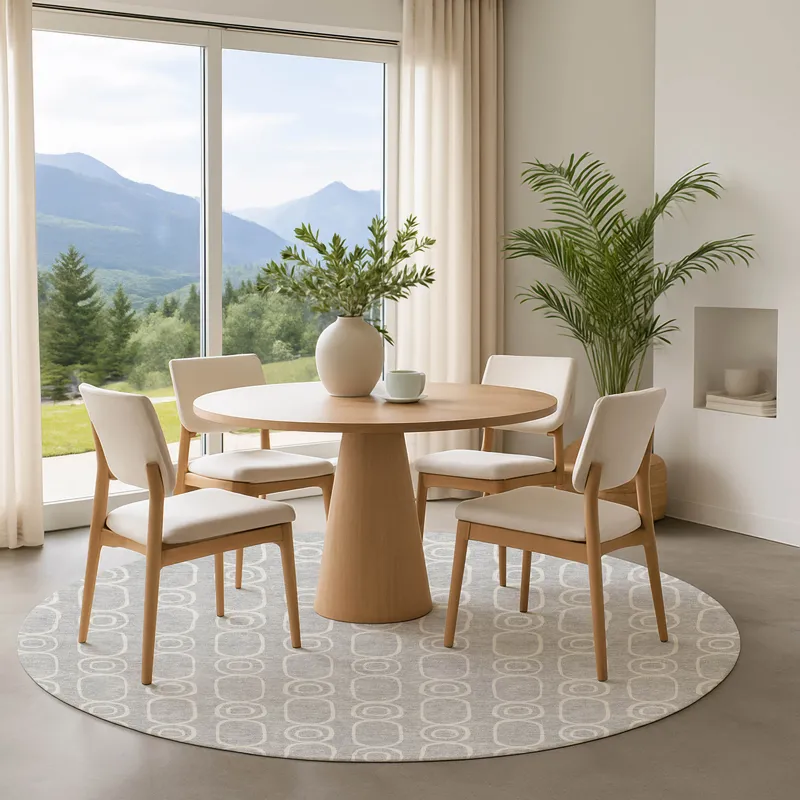 Luxury Washable Indoor/Outdoor The Reserve Silver 8\' x 8\' Round Rug