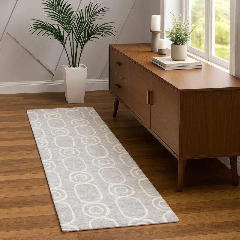 Luxury Washable Indoor/Outdoor The Reserve Silver 2\'3\" x 7\'6\" Runner Rug