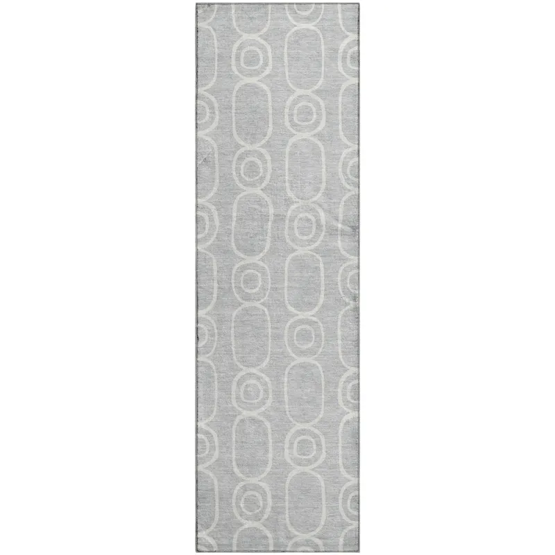 Luxury Washable Indoor/Outdoor The Reserve Silver 2\'3\" x 7\'6\" Runner Rug