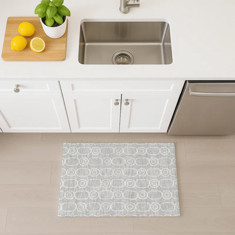 Luxury Washable Indoor/Outdoor The Reserve Silver 1\'8\" x 2\'6\" Rug
