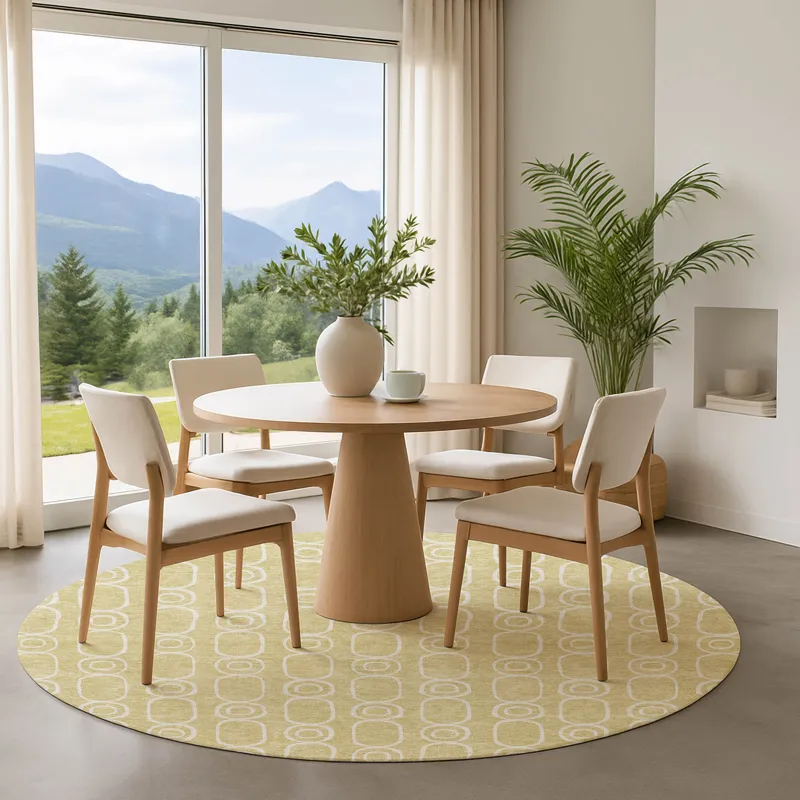 Luxury Washable Indoor/Outdoor The Reserve Wheat 8\' x 8\' Round Rug