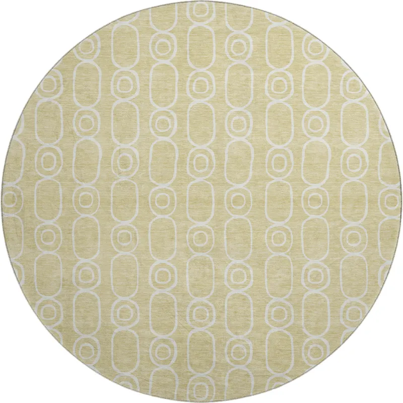 Luxury Washable Indoor/Outdoor The Reserve Wheat 8\' x 8\' Round Rug