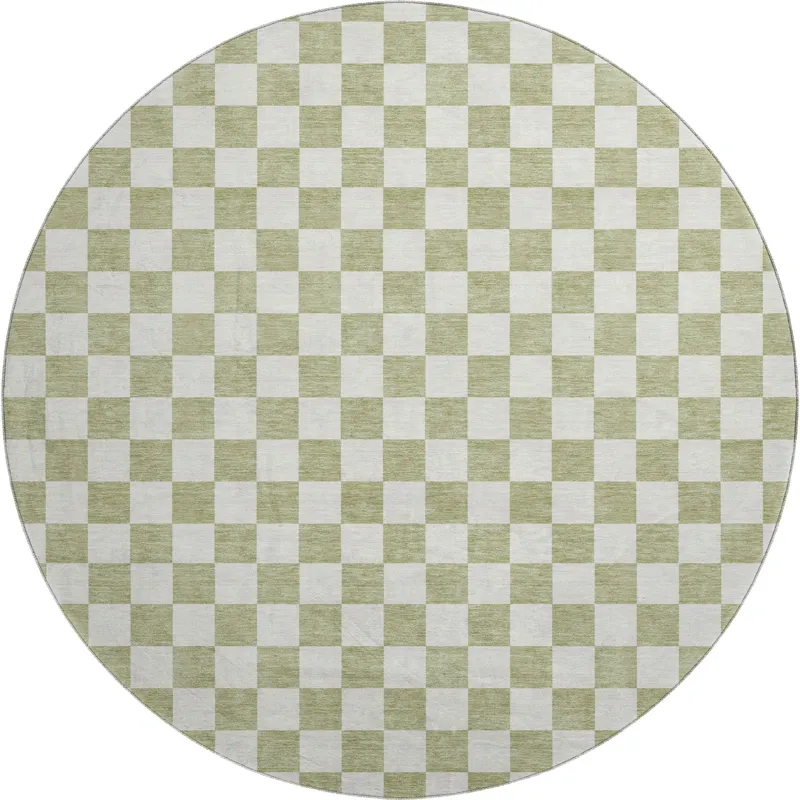 Luxury Washable Indoor/Outdoor The Reserve Aloe 8\' x 8\' Round Rug