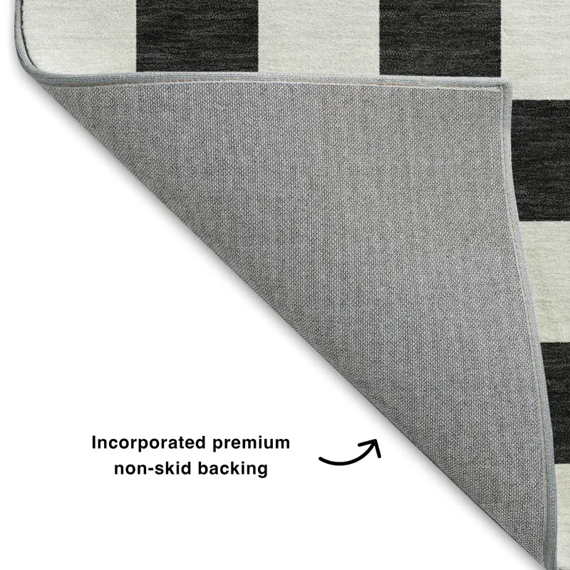 Luxury Washable Indoor/Outdoor The Reserve Black 2\'6\" x 3\'10\" Rug
