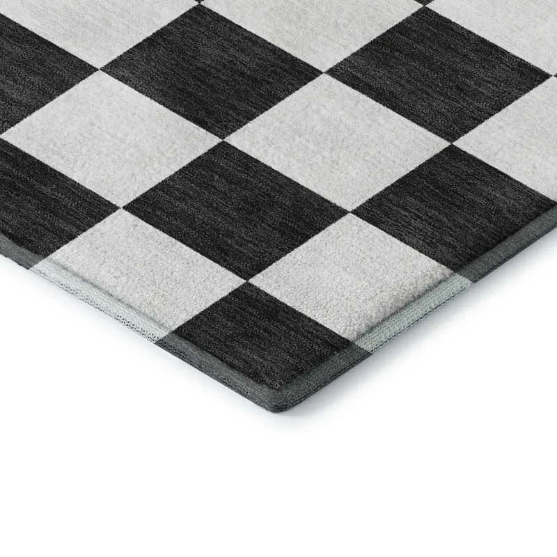 Luxury Washable Indoor/Outdoor The Reserve Black 2\'6\" x 3\'10\" Rug