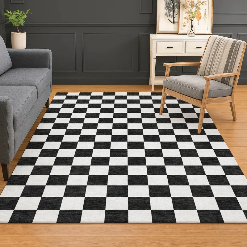 Luxury Washable Indoor/Outdoor The Reserve Black 2\'6\" x 3\'10\" Rug