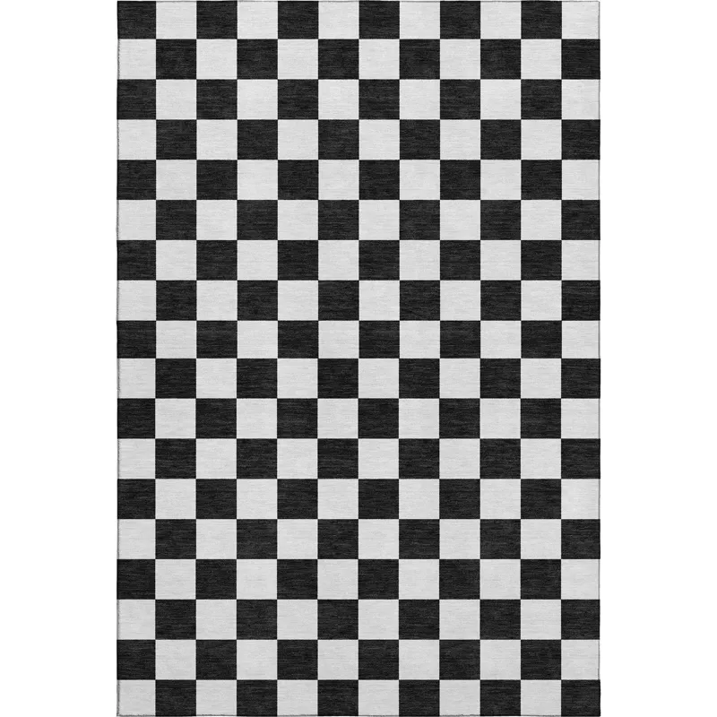 Luxury Washable Indoor/Outdoor The Reserve Black 2\'6\" x 3\'10\" Rug