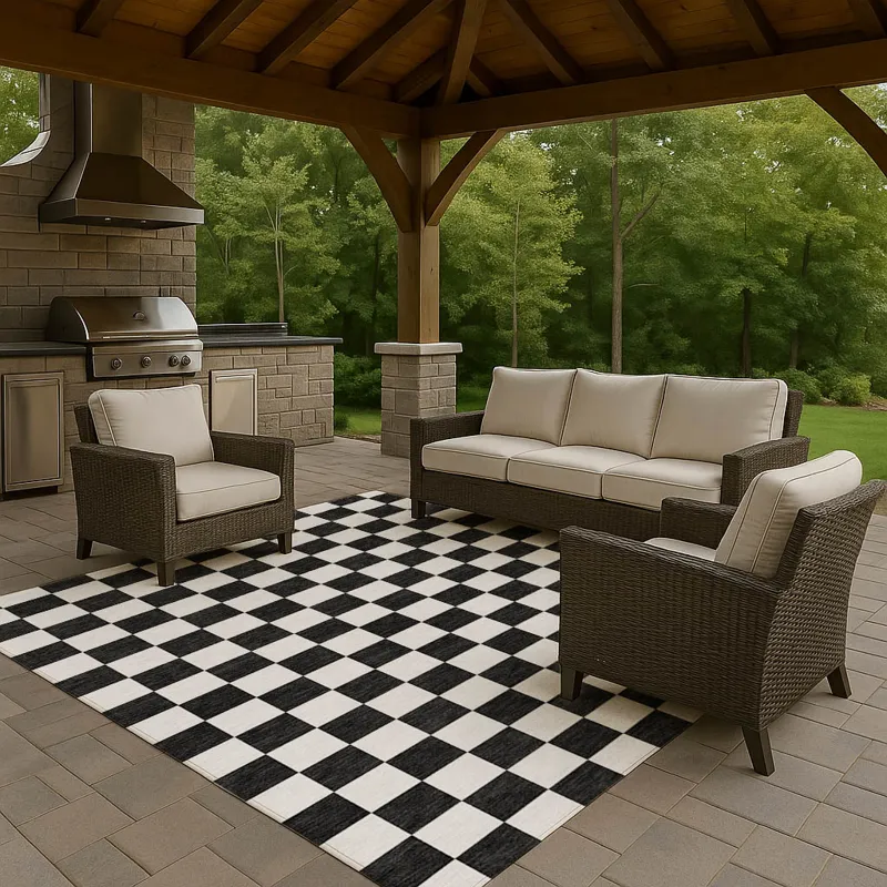Luxury Washable Indoor/Outdoor The Reserve Black 2\'6\" x 3\'10\" Rug