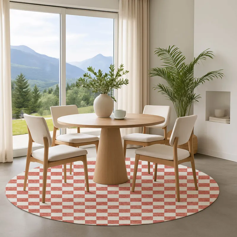 Luxury Washable Indoor/Outdoor The Reserve Coral 8\' x 8\' Round Rug