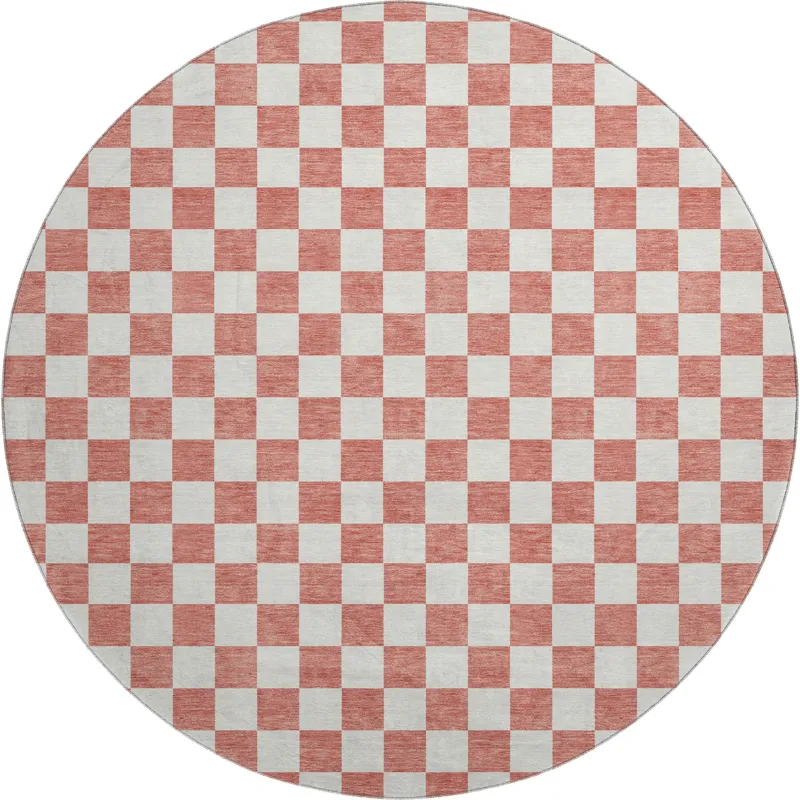 Luxury Washable Indoor/Outdoor The Reserve Coral 8\' x 8\' Round Rug