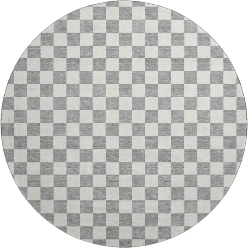 Luxury Washable Indoor/Outdoor The Reserve Gray 8\' x 8\' Round Rug