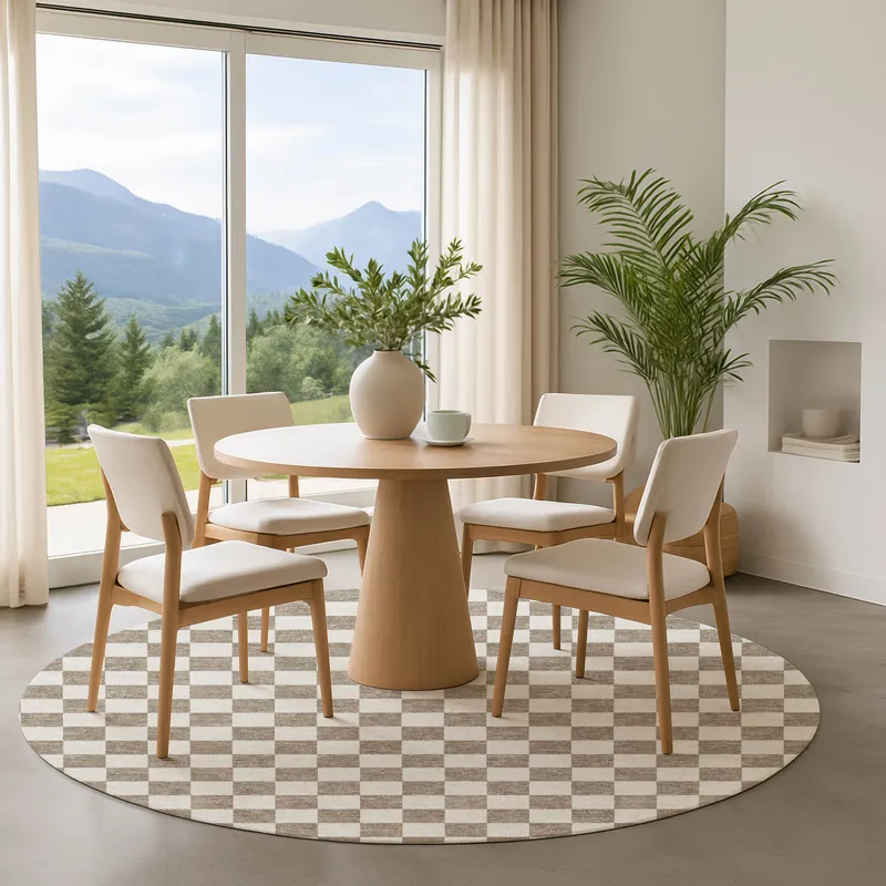 Luxury Washable Indoor/Outdoor The Reserve Khaki 8\' x 8\' Round Rug