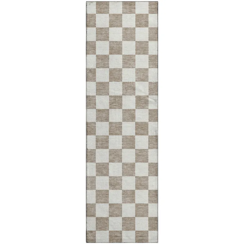 Luxury Washable Indoor/Outdoor The Reserve Khaki 2\'3\" x 7\'6\" Runner Rug