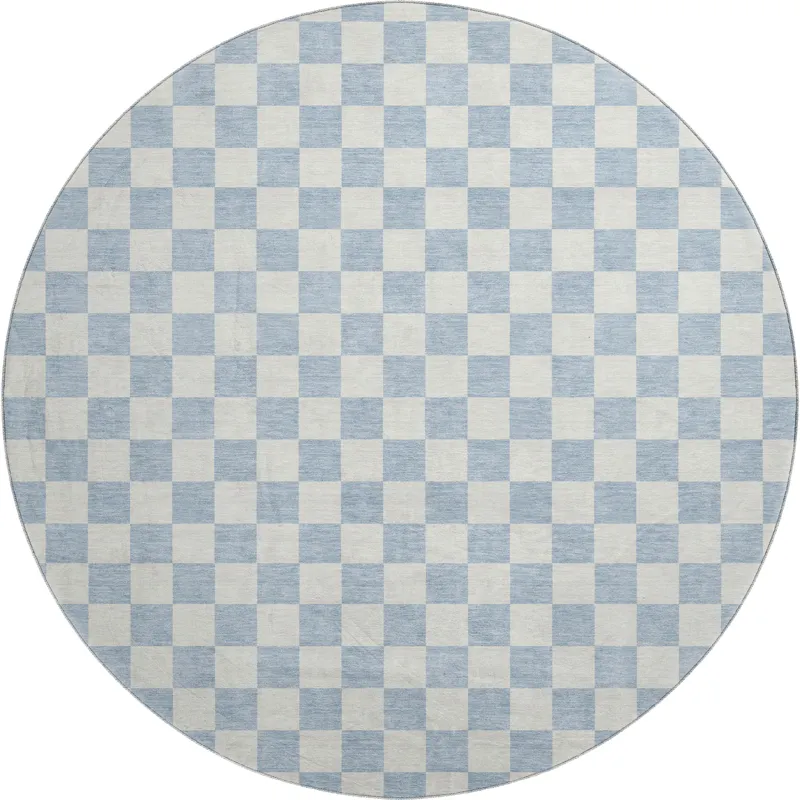 Luxury Washable Indoor/Outdoor The Reserve Sky 8\' x 8\' Round Rug