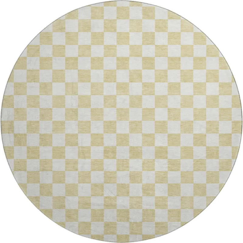 Luxury Washable Indoor/Outdoor The Reserve Wheat 8\' x 8\' Round Rug