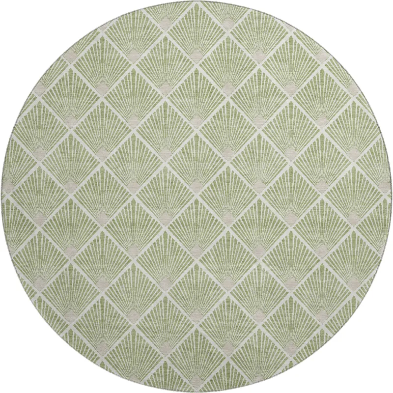 Luxury Washable Indoor/Outdoor The Reserve Aloe 8\' x 8\' Round Rug