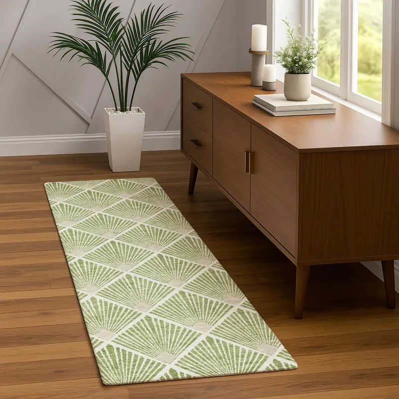 Luxury Washable Indoor/Outdoor The Reserve Aloe 2\'3\" x 7\'6\" Runner Rug