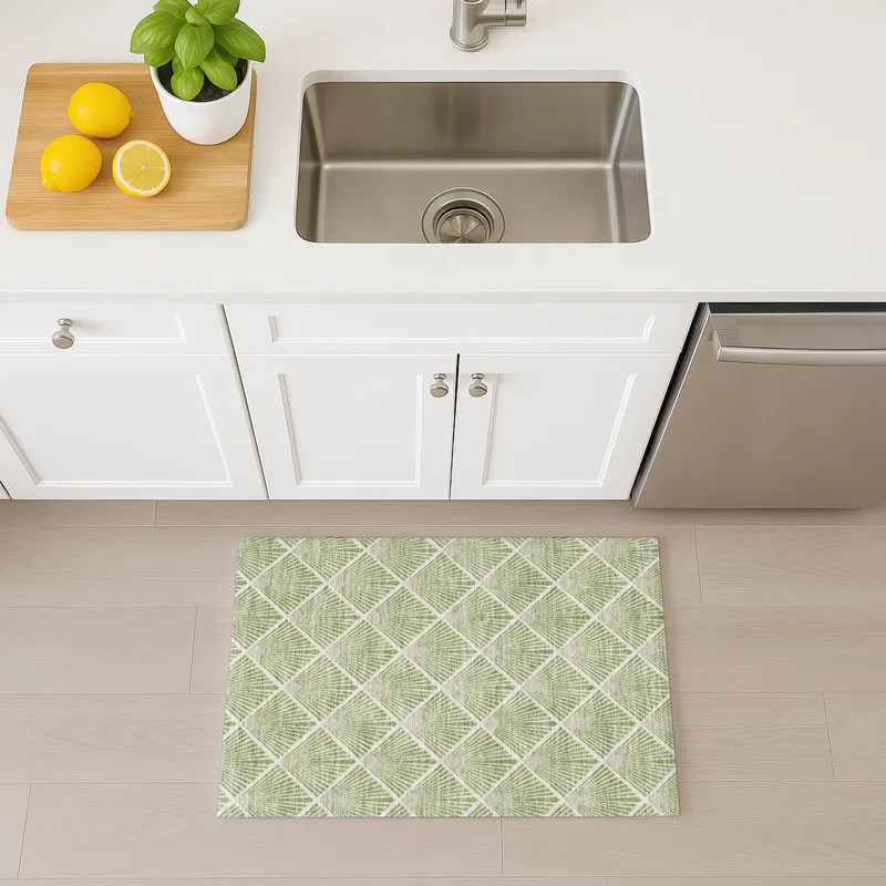 Luxury Washable Indoor/Outdoor The Reserve Aloe 1\'8\" x 2\'6\" Rug