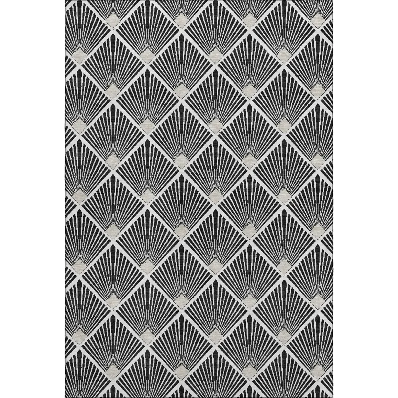 Luxury Washable Indoor/Outdoor The Reserve Black 5\' x 7\'6\" Rug