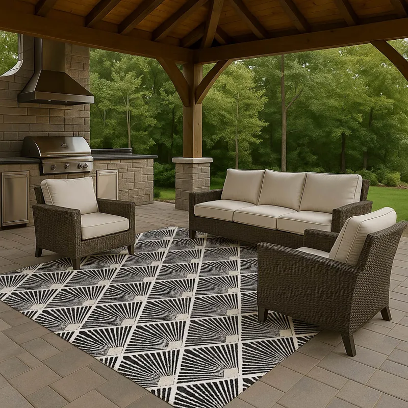 Luxury Washable Indoor/Outdoor The Reserve Black 5\' x 7\'6\" Rug