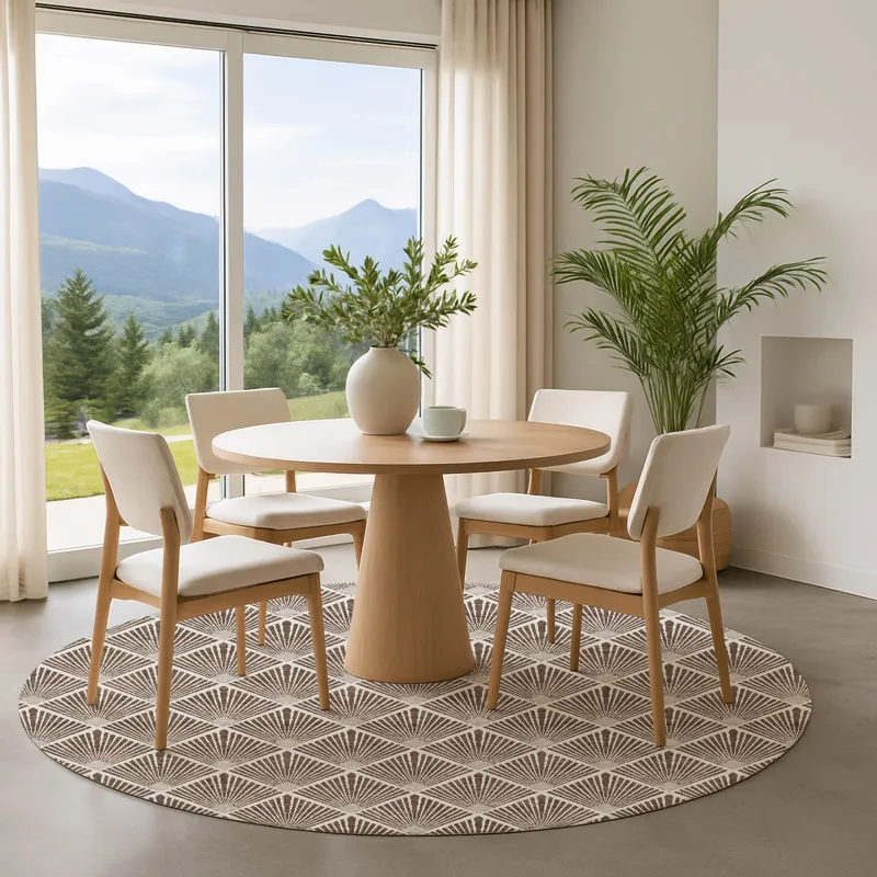 Luxury Washable Indoor/Outdoor The Reserve Brown 8\' x 8\' Round Rug