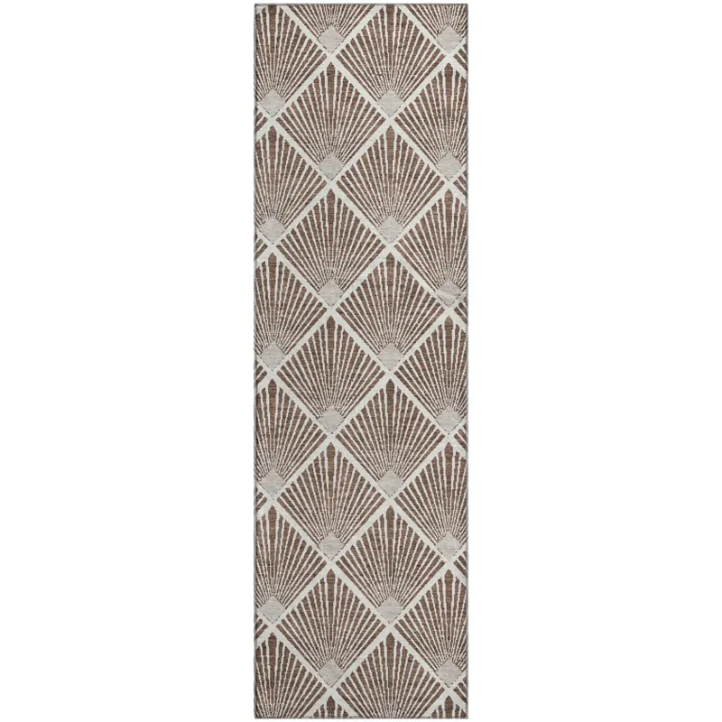 Luxury Washable Indoor/Outdoor The Reserve Brown 2\'3\" x 7\'6\" Runner Rug