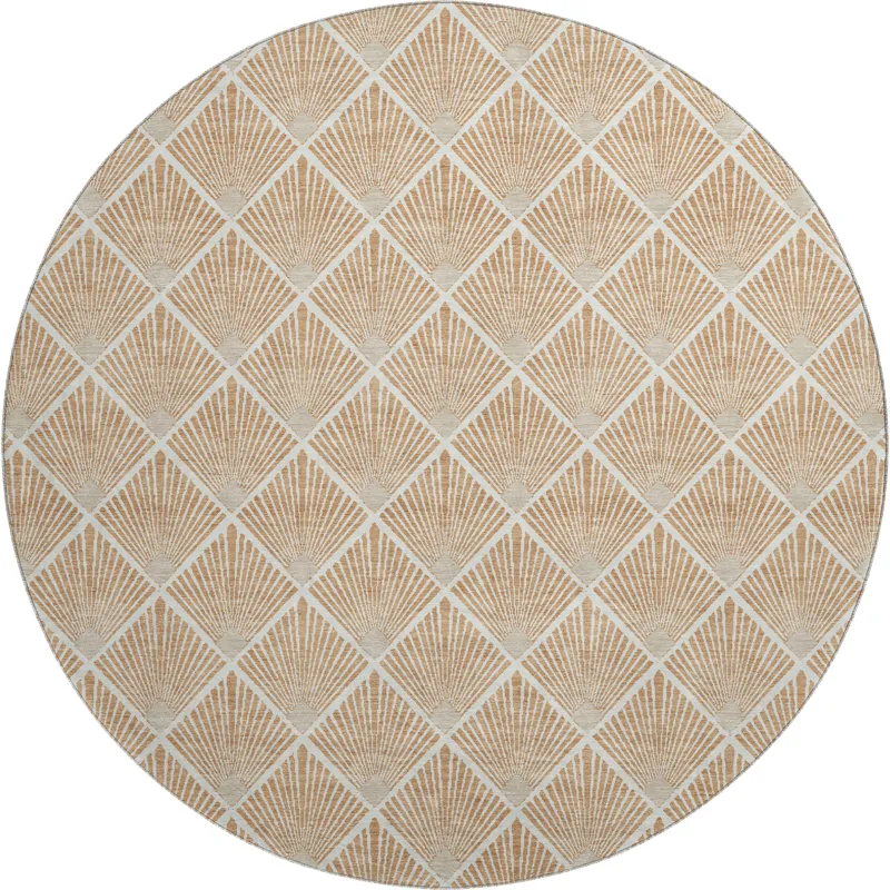 Luxury Washable Indoor/Outdoor The Reserve Copper 8\' x 8\' Round Rug