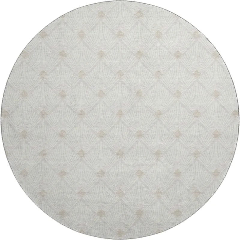 Luxury Washable Indoor/Outdoor The Reserve Ivory 8\' x 8\' Round Rug