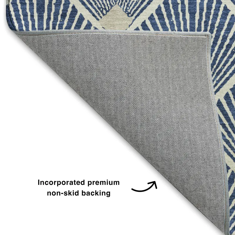 Luxury Washable Indoor/Outdoor The Reserve Navy 5\' x 7\'6\" Rug