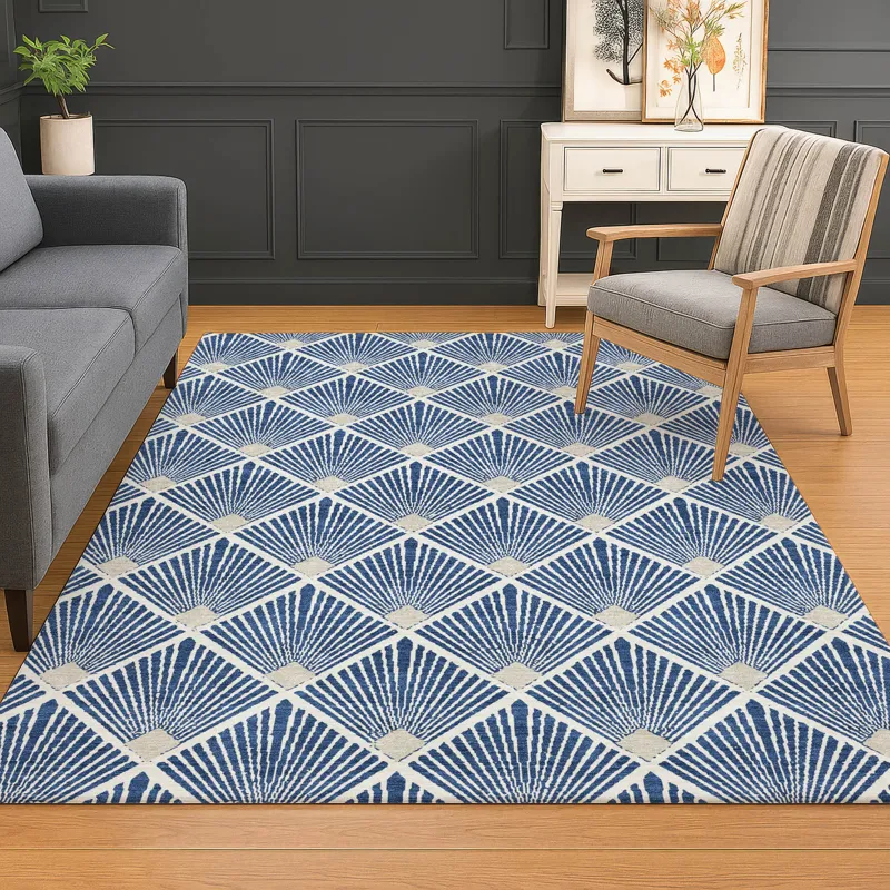 Luxury Washable Indoor/Outdoor The Reserve Navy 5\' x 7\'6\" Rug