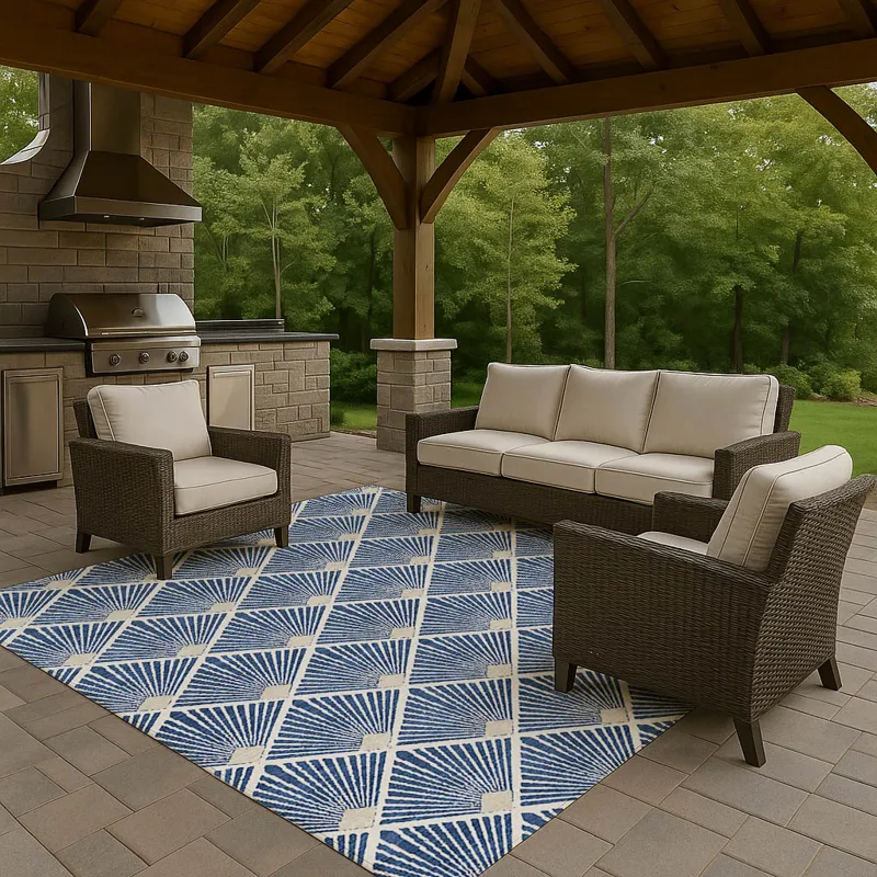 Luxury Washable Indoor/Outdoor The Reserve Navy 5\' x 7\'6\" Rug