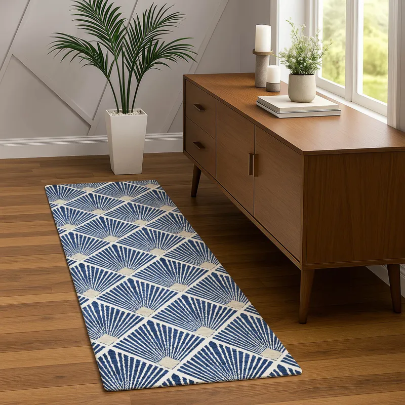 Luxury Washable Indoor/Outdoor The Reserve Navy 2\'3\" x 7\'6\" Runner Rug