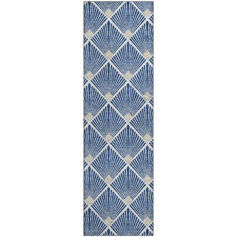 Luxury Washable Indoor/Outdoor The Reserve Navy 2\'3\" x 7\'6\" Runner Rug