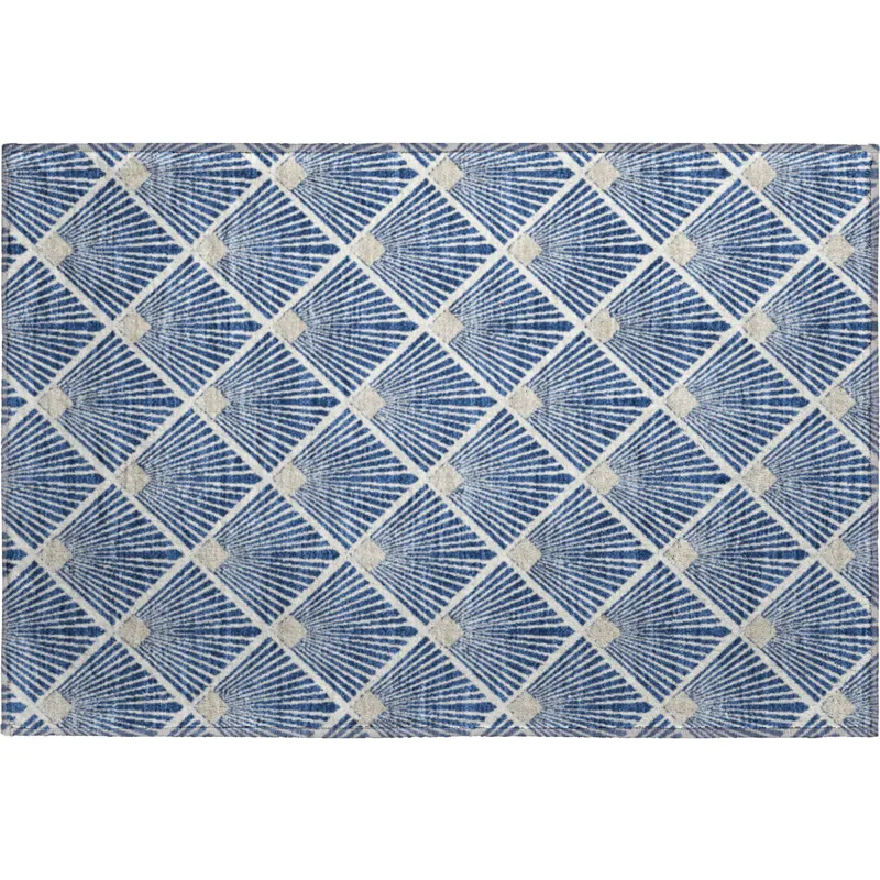 Luxury Washable Indoor/Outdoor The Reserve Navy 1\'8\" x 2\'6\" Rug