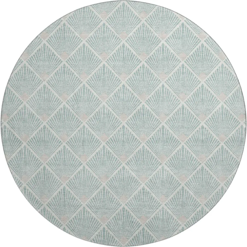 Luxury Washable Indoor/Outdoor The Reserve Seafoam 8\' x 8\' Round Rug