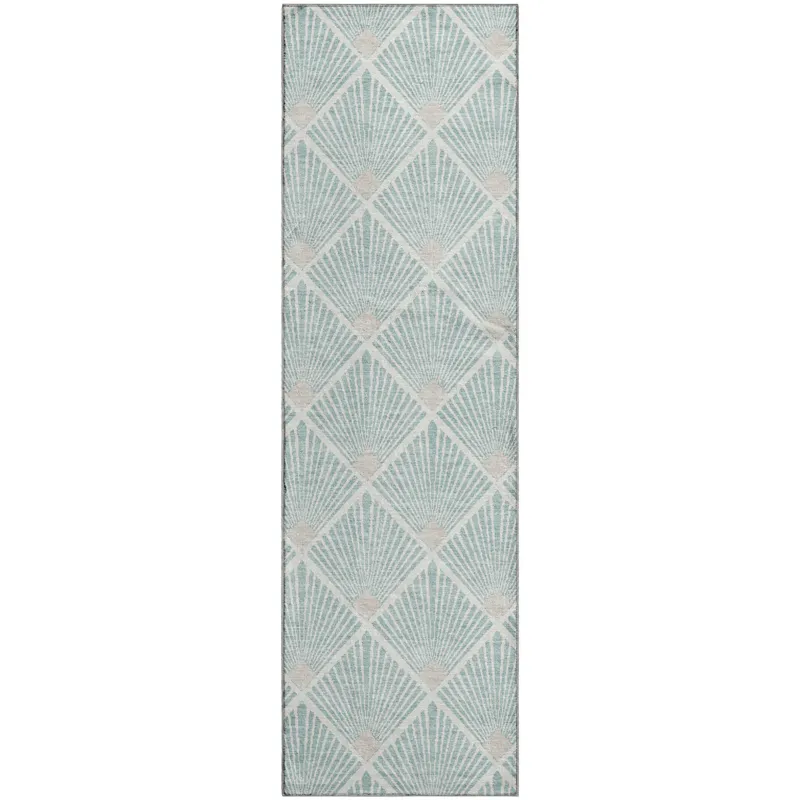 Luxury Washable Indoor/Outdoor The Reserve Seafoam 2\'3\" x 7\'6\" Runner Rug