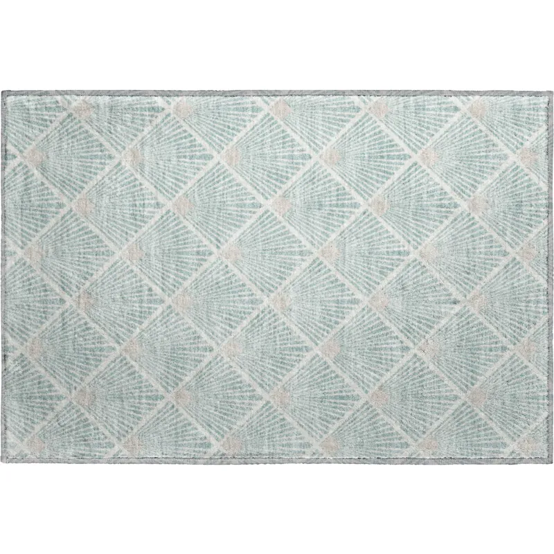 Luxury Washable Indoor/Outdoor The Reserve Seafoam 1\'8\" x 2\'6\" Rug