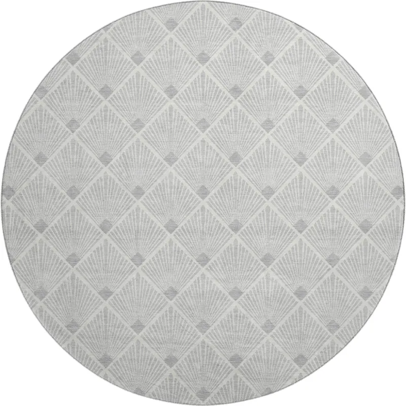 Luxury Washable Indoor/Outdoor The Reserve Silver 8\' x 8\' Round Rug
