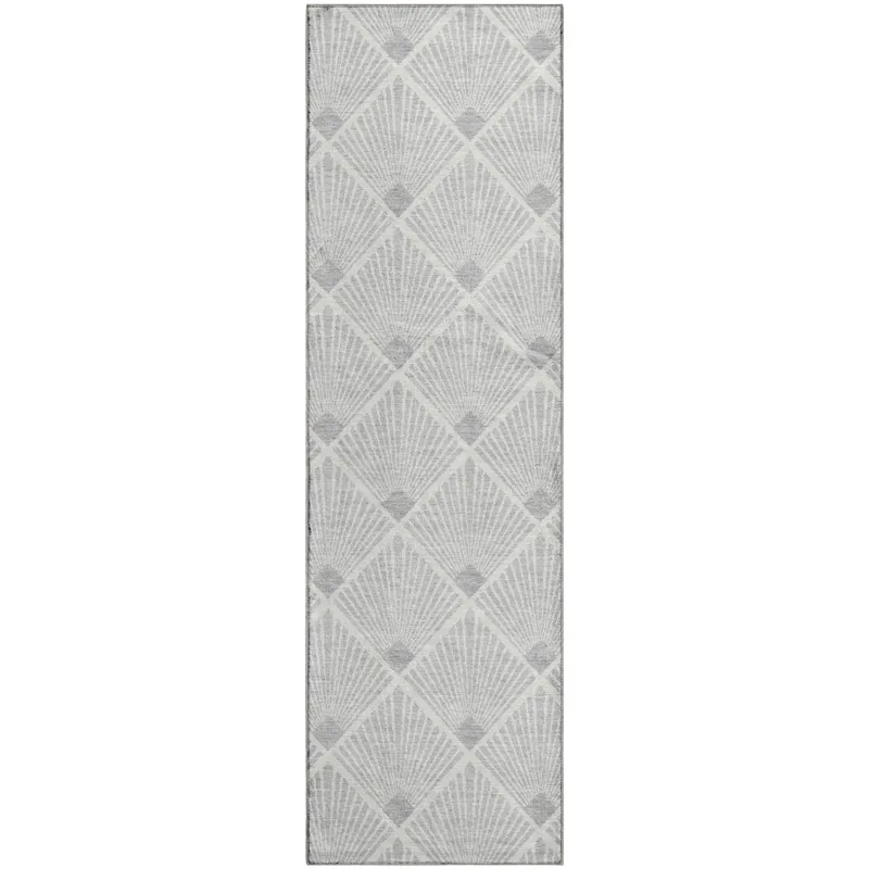 Luxury Washable Indoor/Outdoor The Reserve Silver 2\'3\" x 7\'6\" Runner Rug