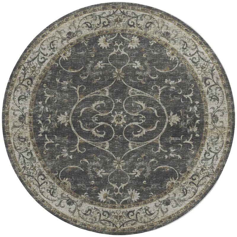 Tuscany Charcoal 6\' x 6\' Round Rug