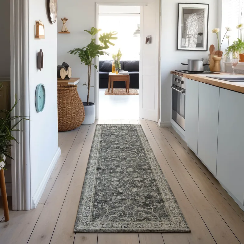 Tuscany Charcoal 2\'6\" x 10\' Runner Rug