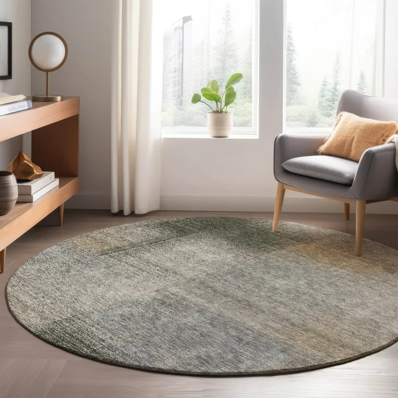 Luxury Washable Trevi Mocha 8\' x 8\' Round Rug