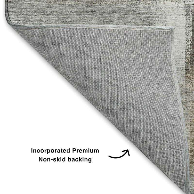 Luxury Washable Trevi Pewter 2\'3\" x 7\'6\" Runner Rug