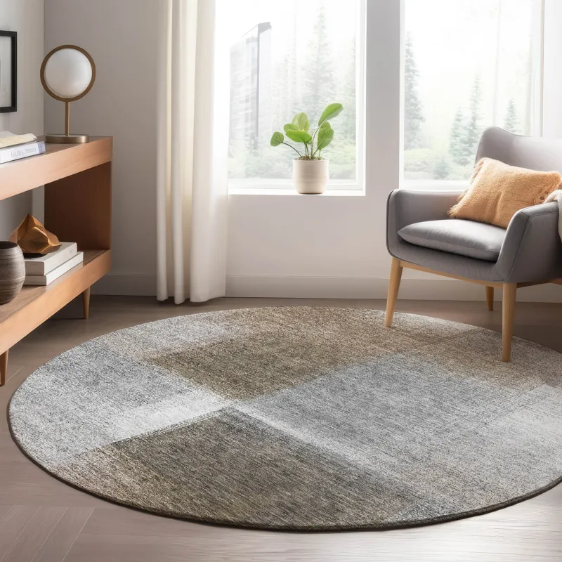 Luxury Washable Trevi Pewter 8\' x 8\' Round Rug