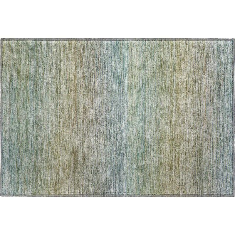 Luxury Washable Trevi Blue 1\'8\" x 2\'6\" Rug