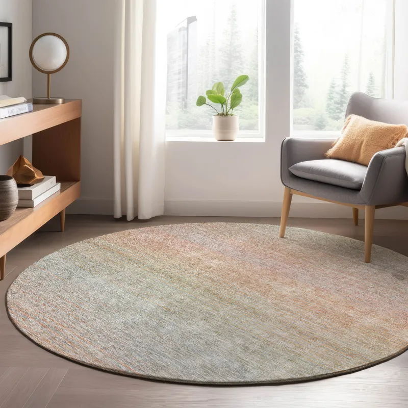 Luxury Washable Trevi Coral 8\' x 8\' Round Rug