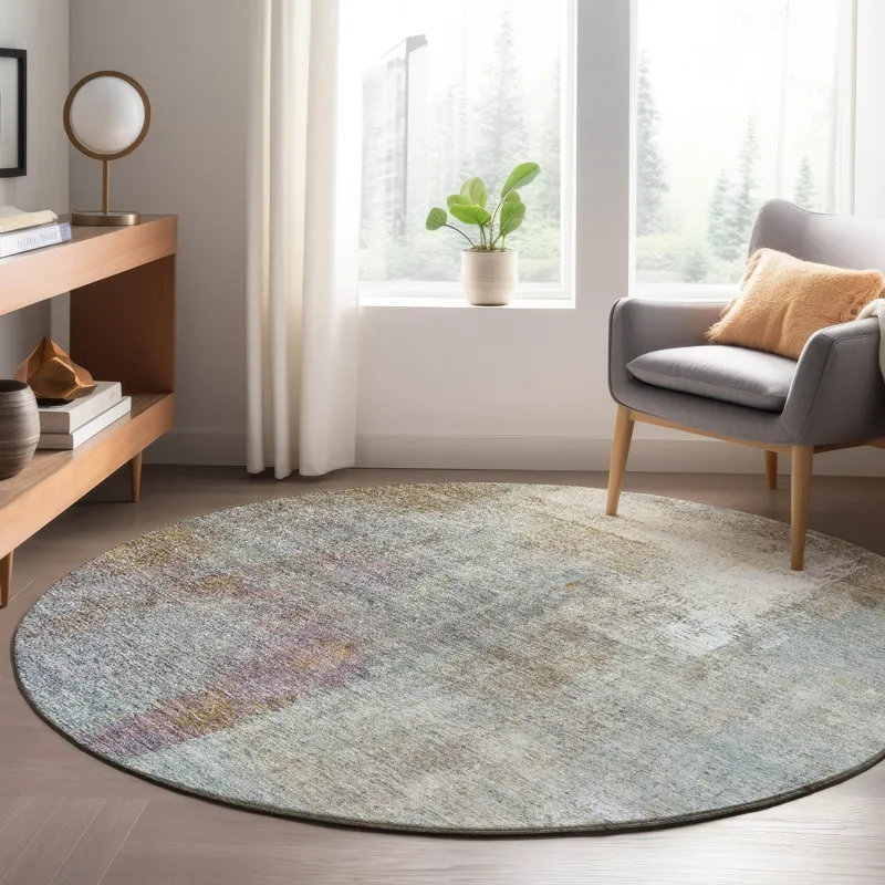 Luxury Washable Trevi Mocha 8\' x 8\' Round Rug