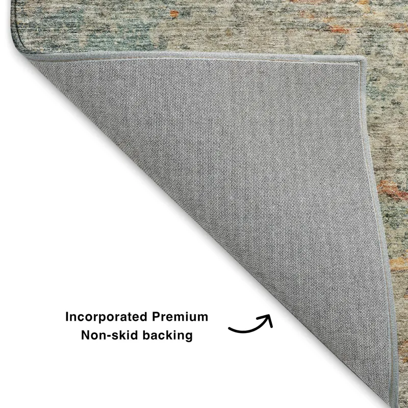Luxury Washable Trevi Teal 1\'8\" x 2\'6\" Rug