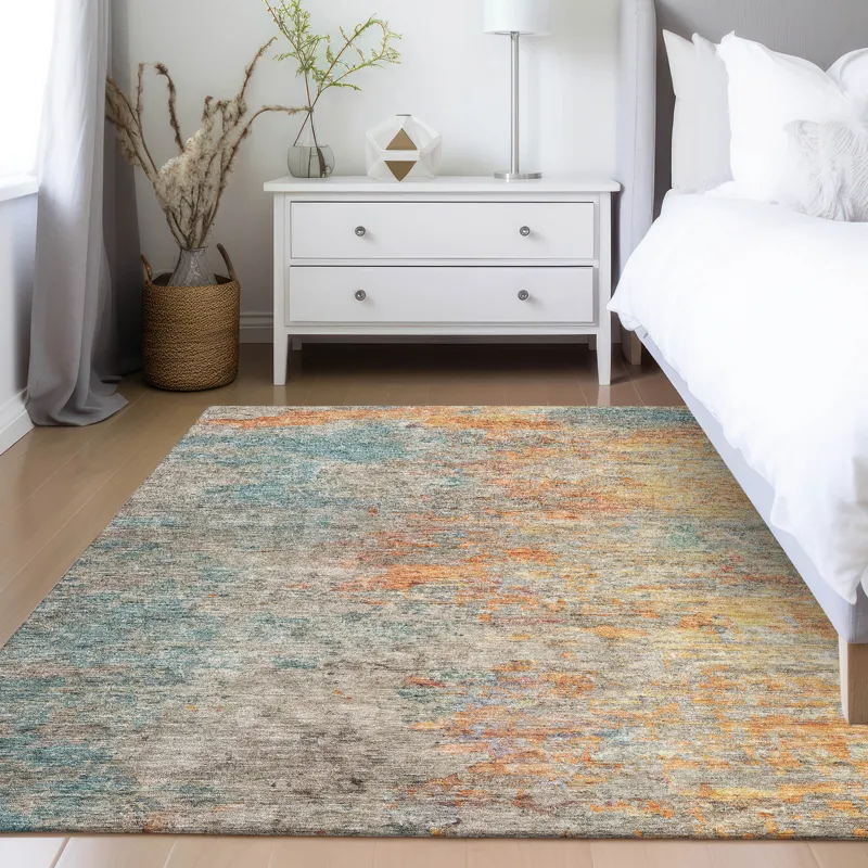 Luxury Washable Trevi Teal 2\'6\" x 3\'10\" Rug